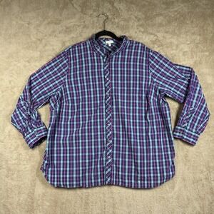 Talbots Womens Plus Size 3X Button Shirt Ruffle Collar Plaid Colorful EUC